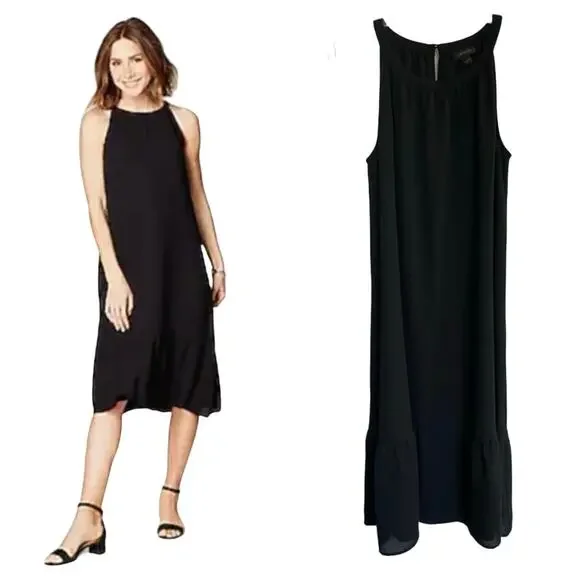 J. Jill Wearever Black Halter Shift Ruffle Dress - Midi‎ Length S - Picture 12 of 12